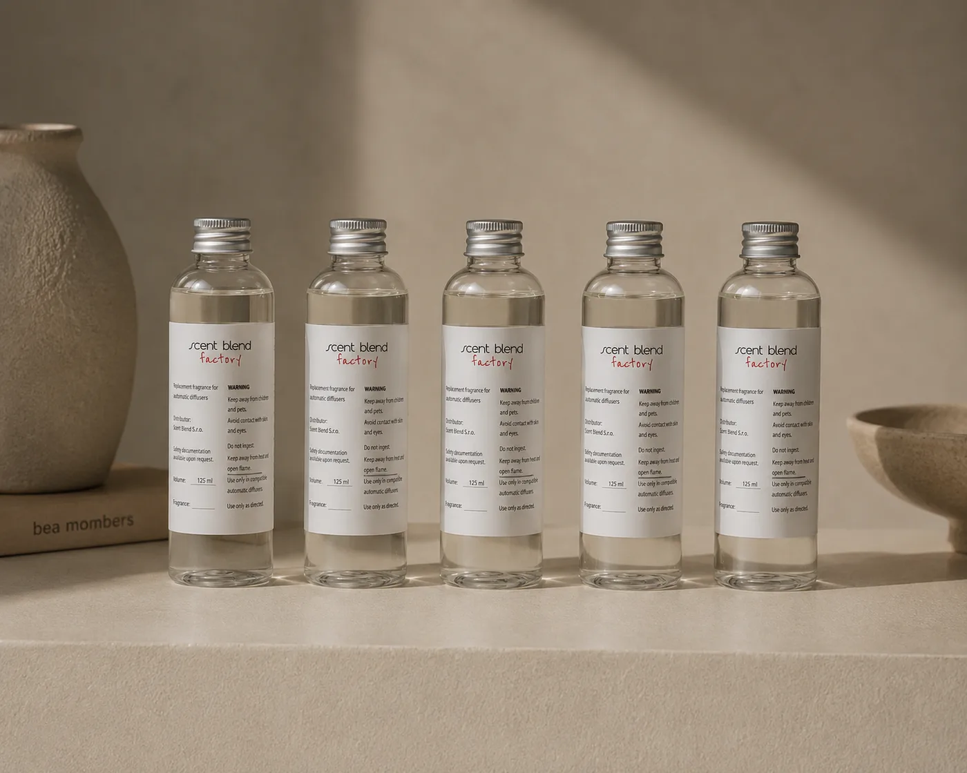 Pět lahviček s náplní Scent Blend po 125 ml