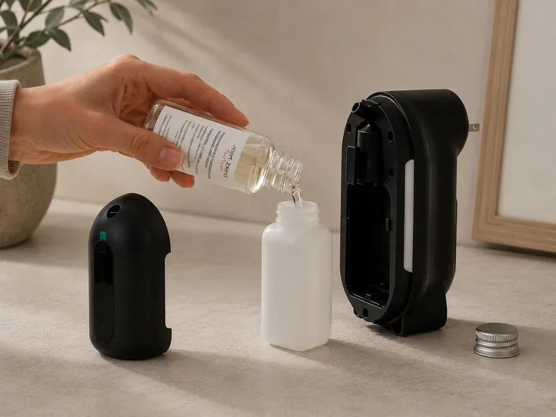 Přelévání náplně 125 ml do lahvičky difuzéru